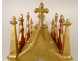 Reliquary shrine in gilded wood, Gothic chapel of Saints Vincent, fleur-de-lis, 19th century