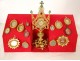 Reliquary shrine in gilded wood, Gothic chapel of Saints Vincent, fleur-de-lis, 19th century