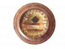Small round reliquary of Saint Vincent de Paul wood, 19th century
