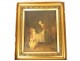 HST painting scene genre after Chardin Blessing supper children mother 19th century