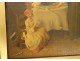 HST painting scene genre after Chardin Blessing supper children mother 19th century
