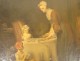 HST painting scene genre after Chardin Blessing supper children mother 19th century