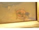 HST painting scene genre after Chardin Blessing supper children mother 19th century