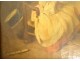 HST painting scene genre after Chardin Blessing supper children mother 19th century