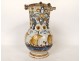 Deceptive pitcher Nevers earthenware blue monochrome gallant scene shepherdess 18th century