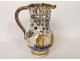 Deceptive pitcher Nevers earthenware blue monochrome gallant scene shepherdess 18th century