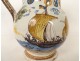 Deceptive pitcher Nevers earthenware blue monochrome gallant scene shepherdess 18th century