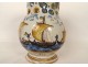 Deceptive pitcher Nevers earthenware blue monochrome gallant scene shepherdess 18th century