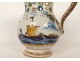 Deceptive pitcher Nevers earthenware blue monochrome gallant scene shepherdess 18th century