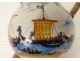 Deceptive pitcher Nevers earthenware blue monochrome gallant scene shepherdess 18th century