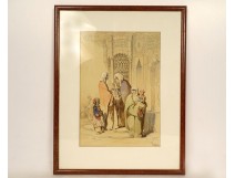 Orientalist drawing Amedeo Preziosi Ottoman women children Istanbul 19th century