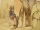 Orientalist drawing Amedeo Preziosi Ottoman women children Istanbul 19th century
