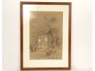 Dessin orientaliste Amedeo Preziosi personnages ottomans fontaine XIXème