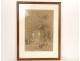 Orientalist drawing Amedeo Preziosi Ottoman characters fountain 19th century