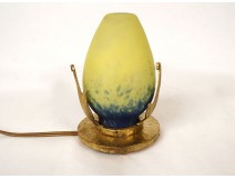 Night light lamp signed Robj hammered bronze glass paste Art Deco 20th century