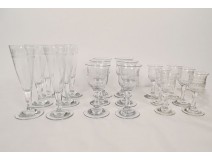 Set of 18 wine glasses and champagne flutes, Sèvres crystal, 19th century Restoration