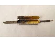 Pyrogenic matchbox penknife file solid silver boar head 19th century