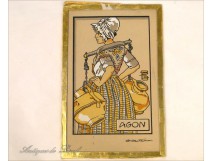 Gouache stencil Normandy Agon Female Costume Geo-Fourrier 20th