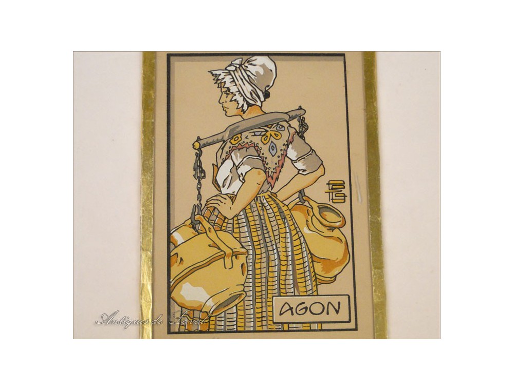 Disfraz Gouache Stencil Fourrier 20th Normandy Woman Agon Géo m8wnN0Ov