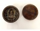Reliquary paperolle Saints altar round box gilded foliage 19th century