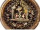 Reliquary paperolle Saints altar round box gilded foliage 19th century
