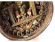 Reliquary paperolle Saints altar round box gilded foliage 19th century