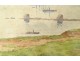 Watercolor marine landscape view seaside port boats Brest Brittany 20th century