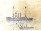 Watercolor marine landscape view seaside port boats Brest Brittany 20th century