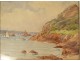 Watercolor François Renouard seascape Bréhat Island Guerzido Brittany 20th century