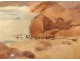 Watercolor François Renouard seascape Bréhat Island Guerzido Brittany 20th century