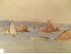 Watercolor François Renouard seascape Bréhat Island Guerzido Brittany 20th century