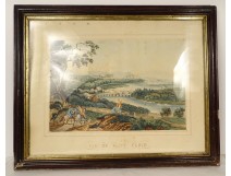 Watercolor landscape view of Saint-Cloud after Michallon, riders, castle, 19th century