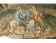 Watercolor landscape view of Saint-Cloud after Michallon, riders, castle, 19th century