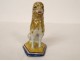Small sculpture statuette poodle dog polychrome earthenware Brussels 19th century