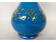 Baccarat blue opaline vase with gilt threads and flowers, Napoleon III, 19th century