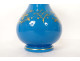 Baccarat blue opaline vase with gilt threads and flowers, Napoleon III, 19th century