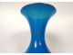 Baccarat blue opaline vase with gilt threads and flowers, Napoleon III, 19th century