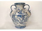 Grand vase majolique italienne Savone mythologie paysage antique XIXème