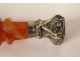Seal stamp moss agate solid silver boar head 19th century