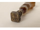 Seal stamp moss agate solid silver boar head 19th century