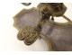 Bouillotte lamp, 2 bronze lights, sheet metal lampshade, caryatid bust, torches, 19th century
