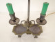 Bouillotte lamp, 2 bronze lights, sheet metal lampshade, caryatid bust, torches, 19th century