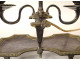 Bouillotte lamp, 2 bronze lights, sheet metal lampshade, caryatid bust, torches, 19th century