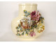 Large slip vase bouquet of colorful pink flowers Saint Denis 19th century
