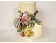 Large slip vase bouquet of colorful pink flowers Saint Denis 19th century