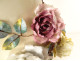 Large slip vase bouquet of colorful pink flowers Saint Denis 19th century