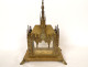 Gothic reliquary shrine, gilded bronze, chapel, rose windows, statues of Saints, 19th century