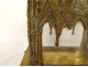 Gothic reliquary shrine, gilded bronze, chapel, rose windows, statues of Saints, 19th century
