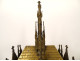 Gothic reliquary shrine, gilded bronze, chapel, rose windows, statues of Saints, 19th century