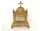 Gothic reliquary shrine, gilded bronze, chapel, rose windows, statues of Saints, 19th century